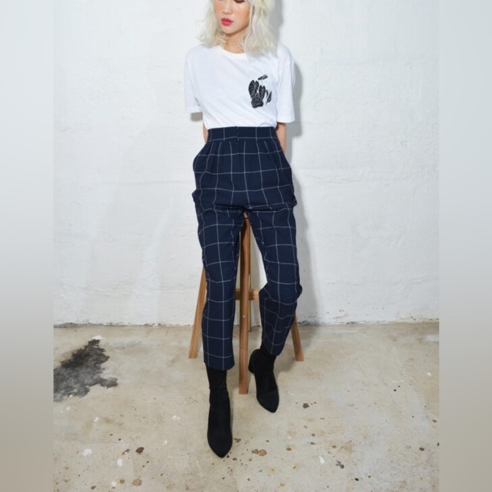 a new day Navy and White Grid Pants